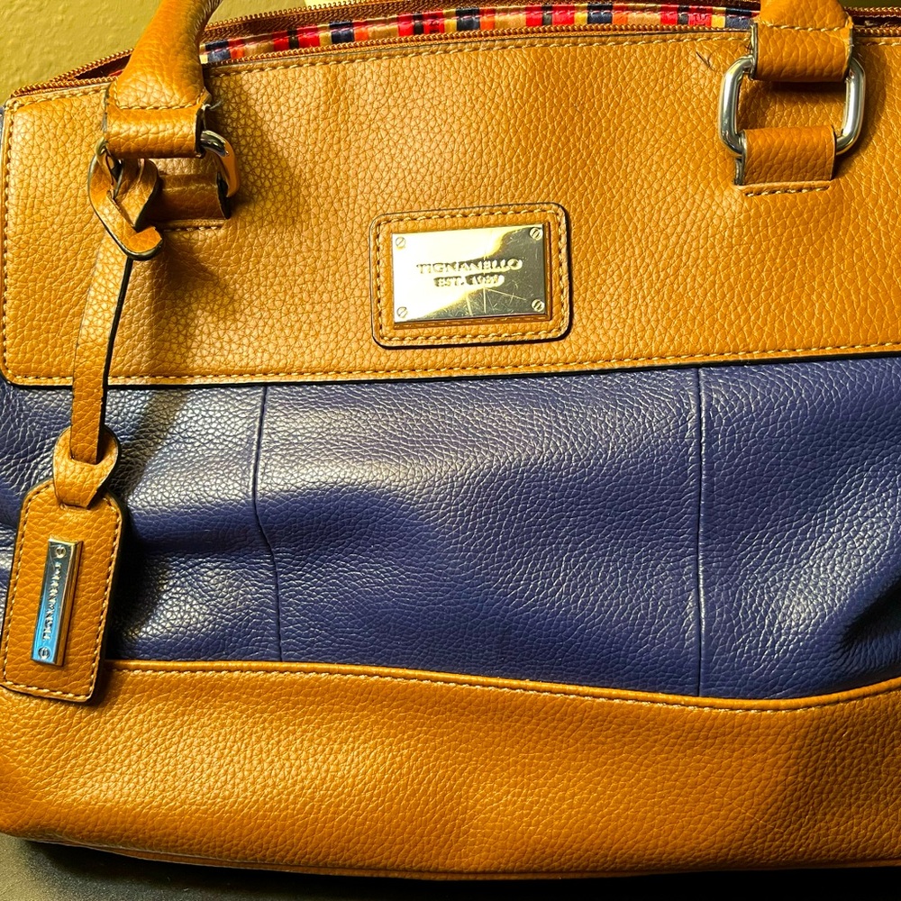 New Tignanello Leather Navy/Tan Leather Bag
